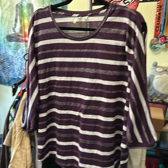 Cato Tops - Purple/White/Silver Sparkle 3/4 sleeve (that is an open sleeve) Cato Size 18/20W
